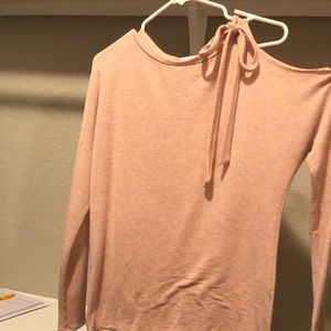 Peach cute shoulder bow sweater